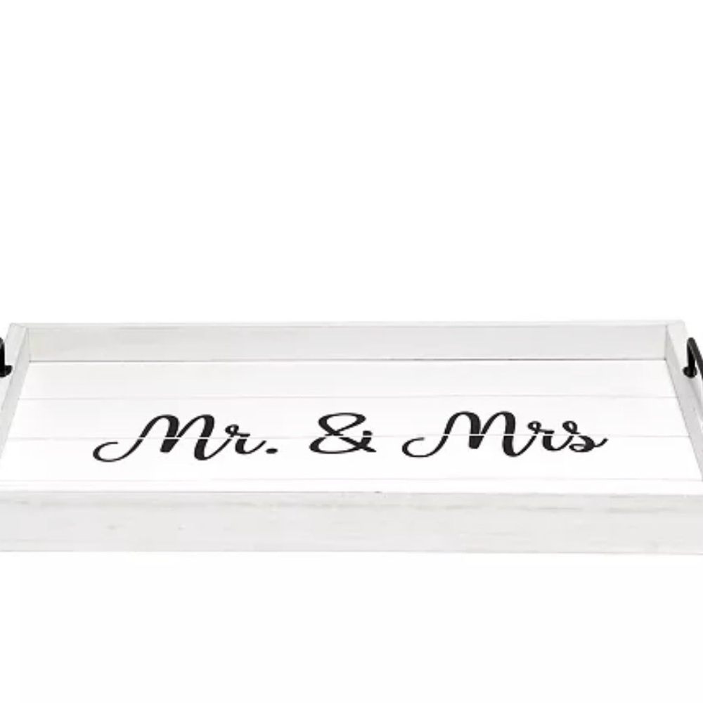 Mr. & Mrs. Wood Serving Tray with Handles. Perfect for special occasions. - Picture 4 of 5